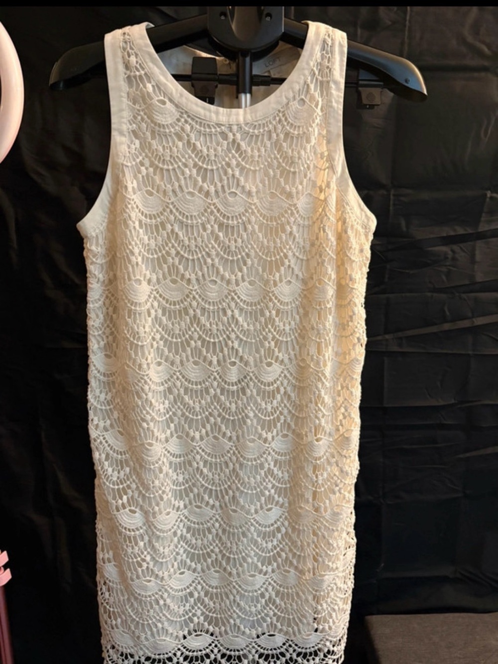 LOFT Ivory Crochet Lace Sleeveless Shift Dress 8P